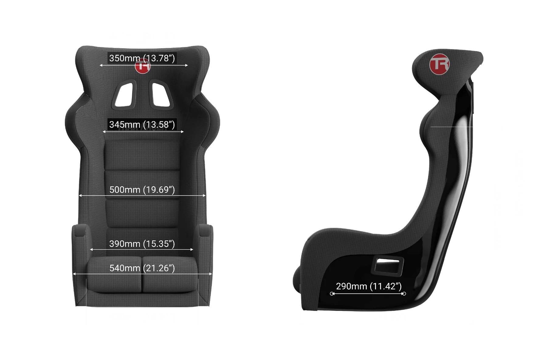 TrakRacer GT Pro Racing Seat - Fiberglass Black