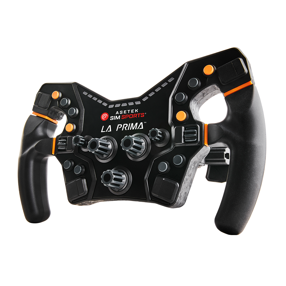 La Prima Formula Lenkrad Orange von schräg links mit Silikongriffen