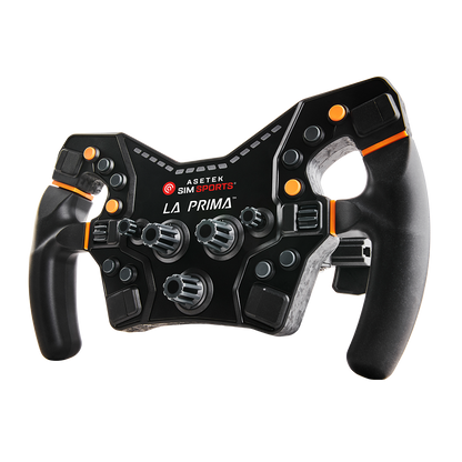 La Prima Formula Lenkrad Orange von schräg links mit Silikongriffen