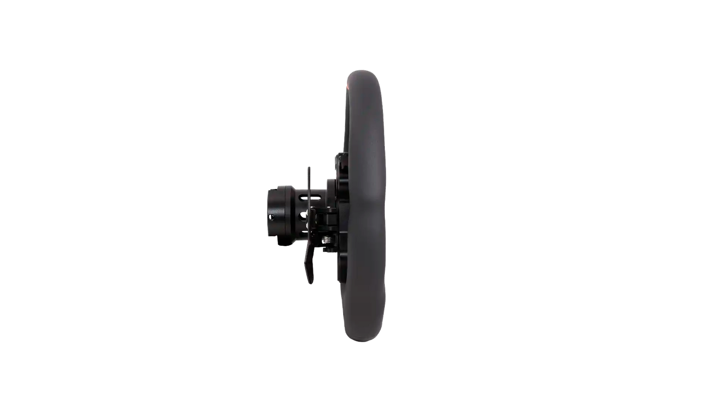 Simucube Valo GT-23 Leder-Version in der Seitenansicht mit Schaltwippen und Kupplungspaddeln