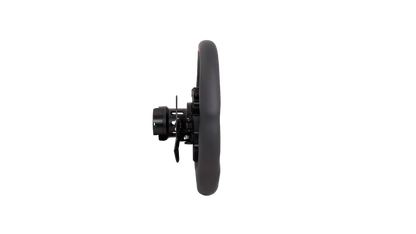Simucube Valo GT-23 Leder-Version in der Seitenansicht mit Schaltwippen und Kupplungspaddeln