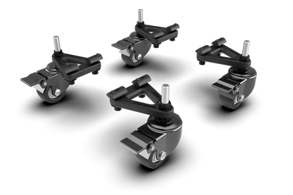 Set universal TrakRacer de roți pivotante cu frână și suporturi de montare