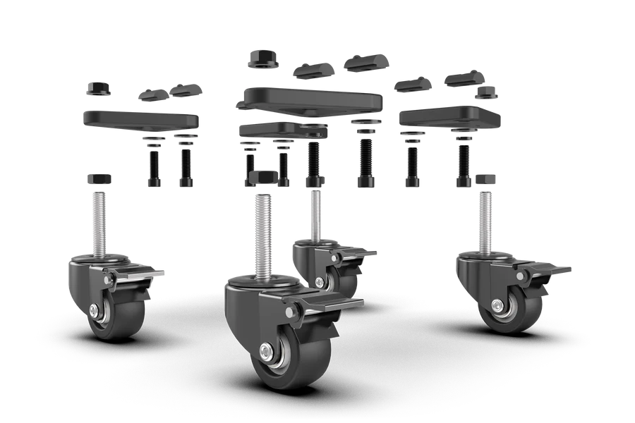 Set universal TrakRacer de roți pivotante cu frână și suporturi de montare