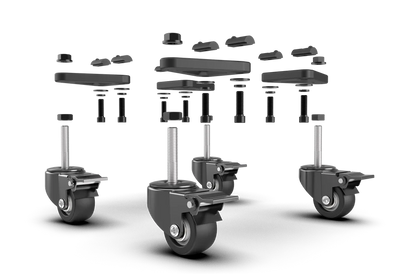 Set universal TrakRacer de roți pivotante cu frână și suporturi de montare